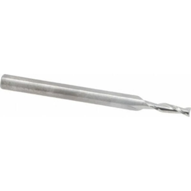 RobbJack 5/64, 1/4 LOC, 1/8 Shank Diam, 1-1/2 OAL, 2 Flute, Solid Carbide Square End Mill Single End, Uncoated, Spira...