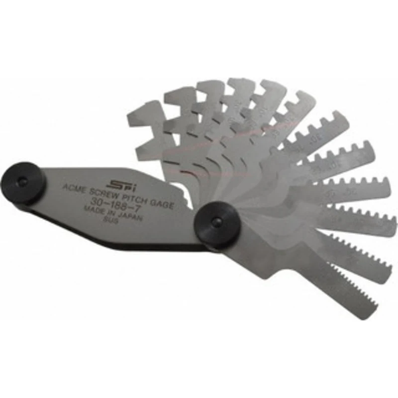 SPI Acme Screw Pitch Gage (30 Metric Gage, foldaway holder with 12 blades; 2 to 10, 12, 16 and 20 mm Pitch) - 30-188-7