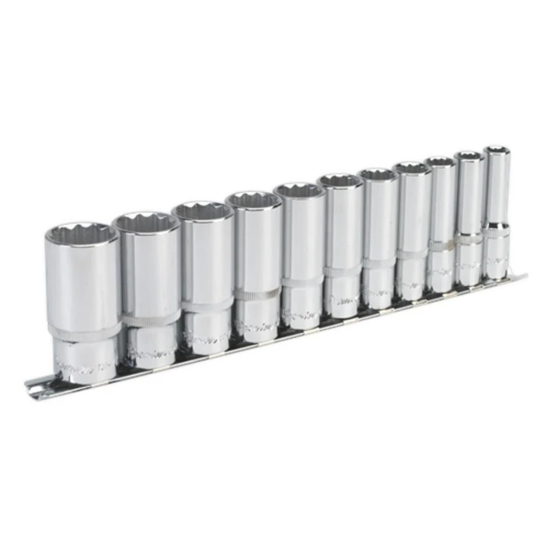 Sealey Premier Socket Set 11pc 3/8"Sq Drive 12pt Deep WallDrive Imperial