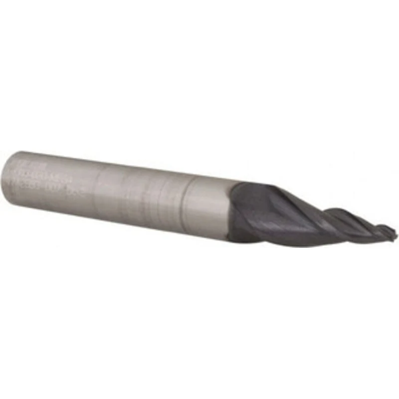 Seco Tools 11 per Side 2mm Small End Diam 20mm LOC 3-Flute Solid Carbide Tapered Square End Mill 10mm Shank Diam, 75m...