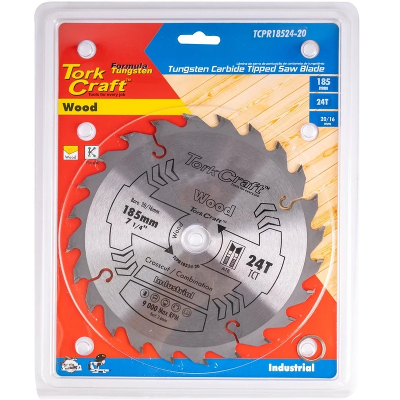 Tork Craft | Saw Blade TCT 185X24T 20/16mm ATB Positive Professional Industrial