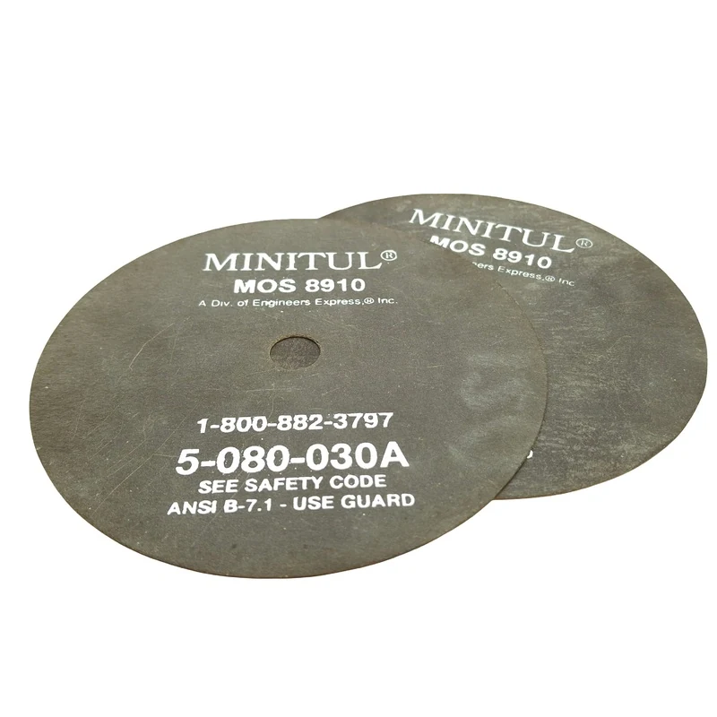 Used Lot of 2 Minitul 5-080-030A Heavy Duty Abrasive Blade, 5in Blade, 1/2in Arbor