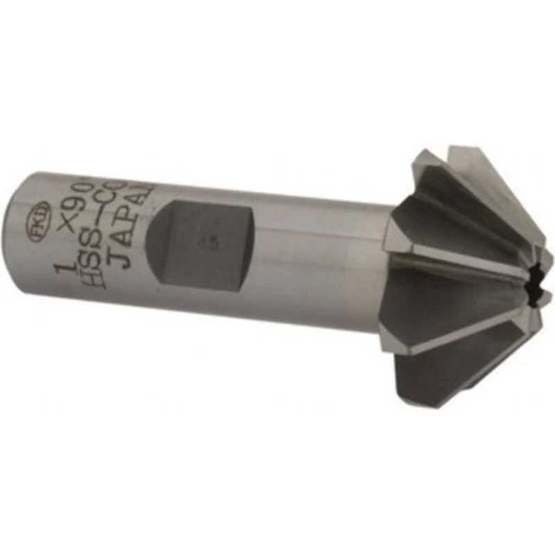 Value Collection 1 Large x 3/8 Small Diam, 7/16 Width of Cut, 90 Included Angle, Cobalt Face Angle Cutter 1/2 Shank D...
