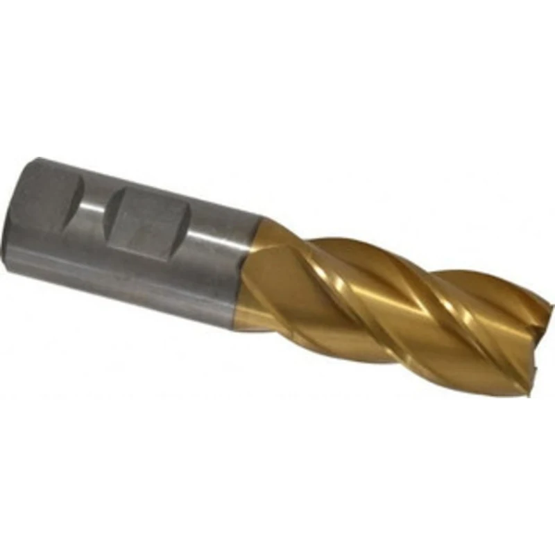 Value Collection 1, 2 LOC, 1 Shank Diam, 4-1/2 OAL, 4 Flute, High Speed Steel Square End Mill Single End, TiN Finish,...