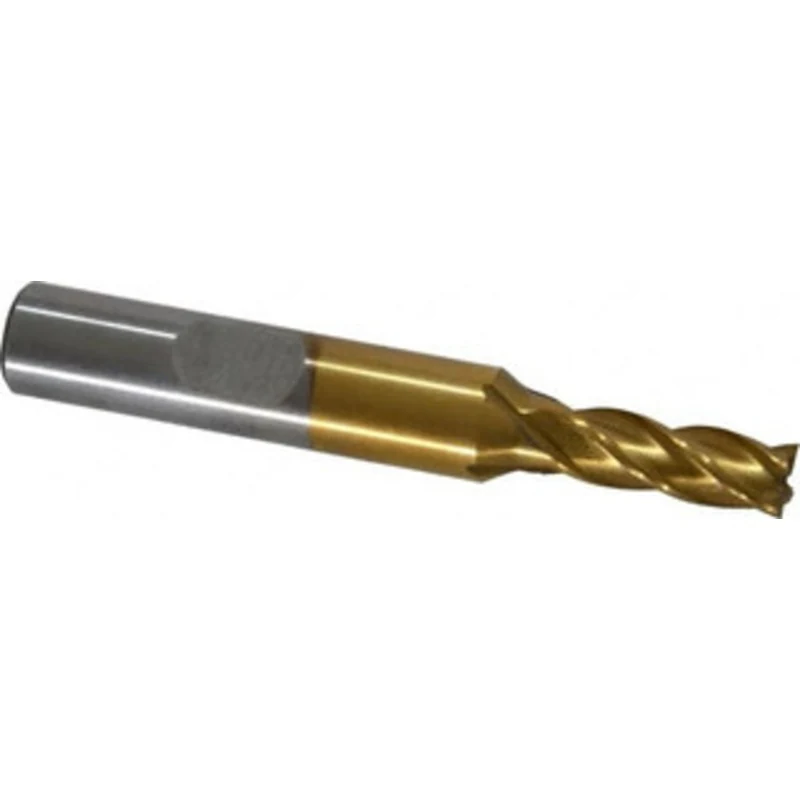 Value Collection 1/4, 5/8 LOC, 3/8 Shank Diam, 2-1/2 OAL, 4 Flute, High Speed Steel Square End Mill Single End, TiN F...