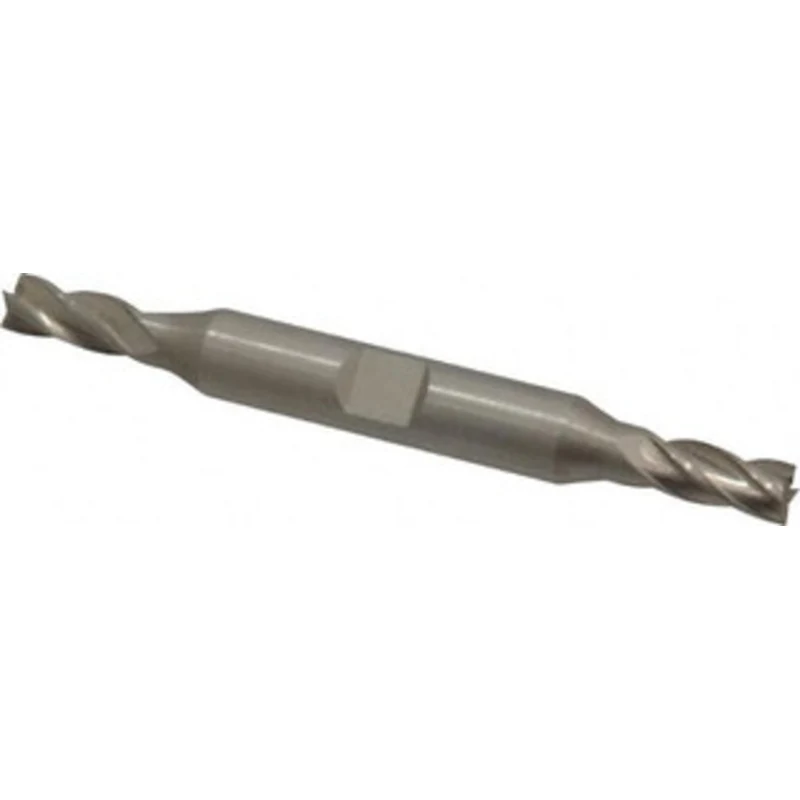 Value Collection 1/4, 5/8 LOC, 3/8 Shank Diam, 3-3/8 OAL, 4 Flute, High Speed Steel Square End Mill Double End, Uncoa...