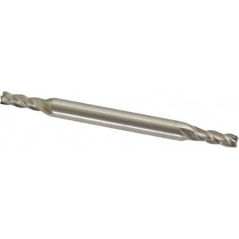 Value Collection 1/8, 3/8 LOC, 3/16 Shank Diam, 2-1/4 OAL, 4 Flute, Cobalt Square End Mill Double End, Uncoated, Spir...
