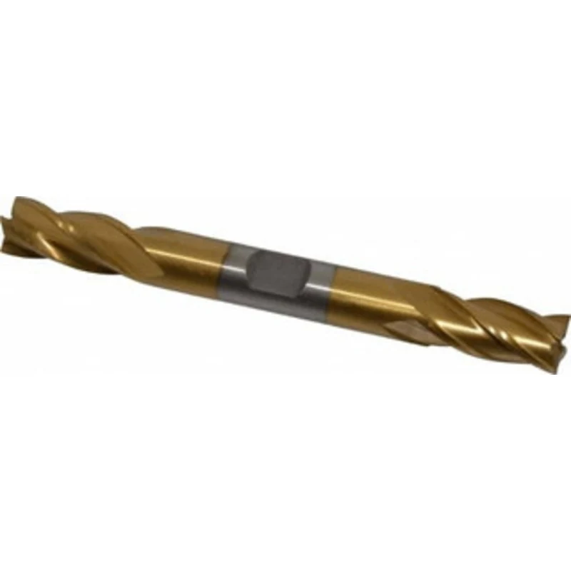 Value Collection 3/8, 3/4 LOC, 3/8 Shank Diam, 3-1/2 OAL, 4 Flute, High Speed Steel Square End Mill Double End, TiN F...