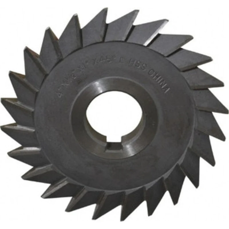 Value Collection 4 x 1/2 45 High Speed Steel Single-Angle Cutter Oxide Finish, Left Hand Cut, 1 Arbor Hole Diam, Arbo...