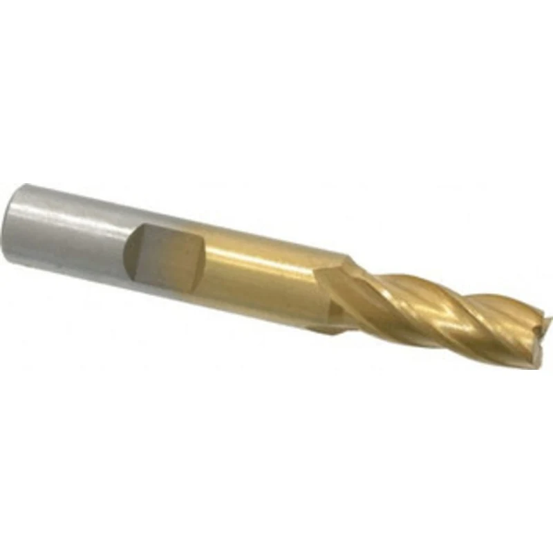 Value Collection 5/16, 3/4 LOC, 3/8 Shank Diam, 2-1/2 OAL, 4 Flute, High Speed Steel Square End Mill Single End, TiN ...