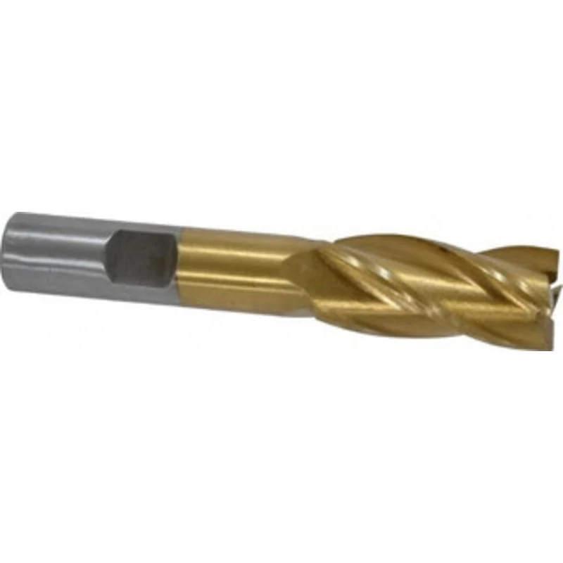Value Collection 5/8, 1-3/8 LOC, 1/2 Shank Diam, 3-3/8 OAL, 4 Flute, High Speed Steel Square End Mill Single End, TiN...