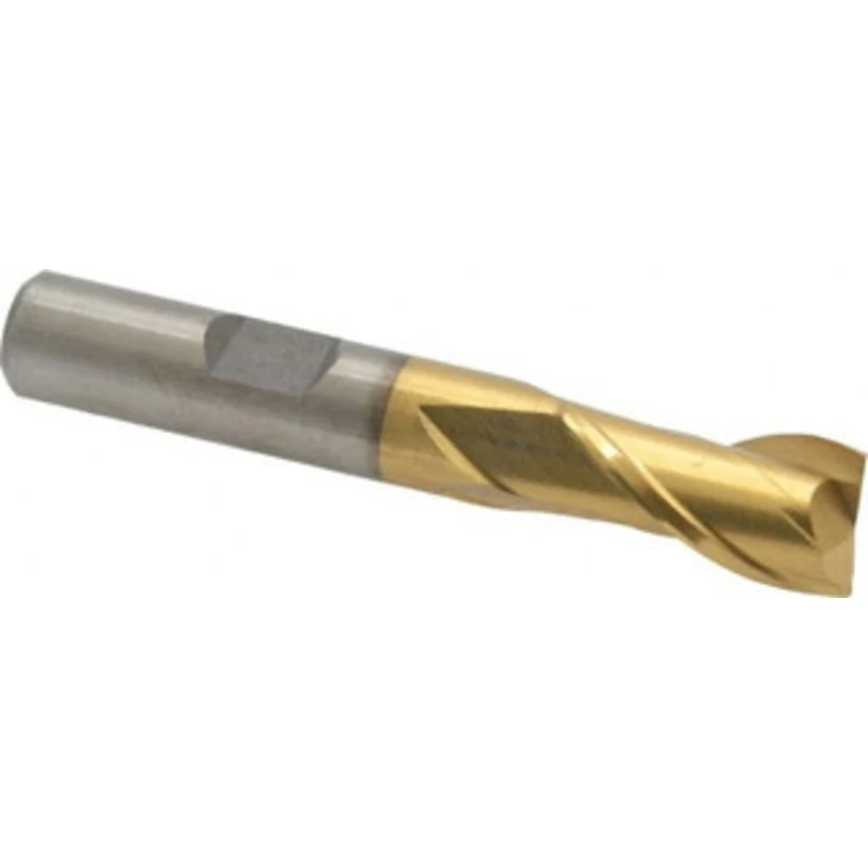 Value Collection 7/16, 13/16 LOC, 3/8 Shank Diam, 2-1/2 OAL, 2 Flute, High Speed Steel Square End Mill Single End, Ti...