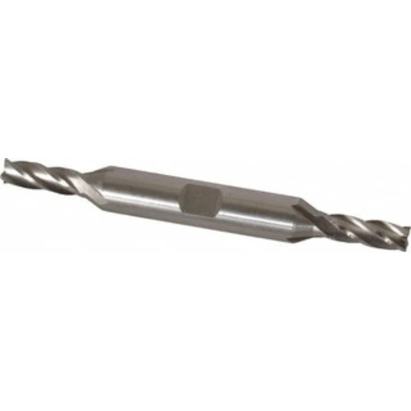 Value Collection 7/32, 9/16 LOC, 3/8 Shank Diam, 3-1/4 OAL, 4 Flute, High Speed Steel Square End Mill Double End, Unc...