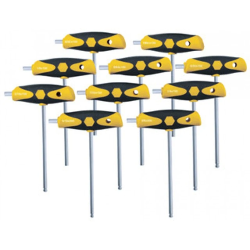 Wiha Soft Grip Ballend Hex Dual Drive T-Handle 10 Pc. Set, 3/32 to 3/8 - 54097